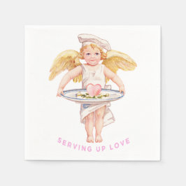 Guardanapo De Papel Vintage Chef Cherub Serving Up Love Chic Valentine