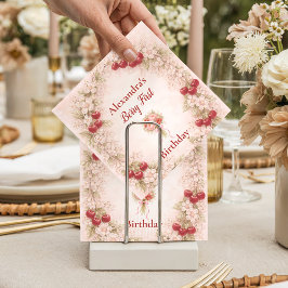 Guardanapo De Papel Vintage Cherry Garden Girl 1st Birthday