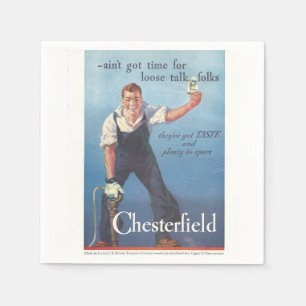 Guardanapo De Papel Vintage Chesterfield Cigarettes Anúncio