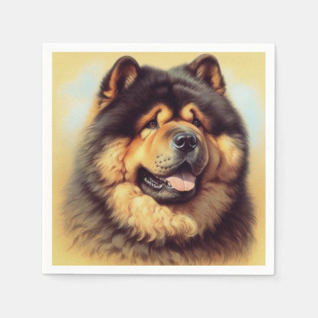 Guardanapo De Papel Vintage Chow-Chow Painting (Frente)