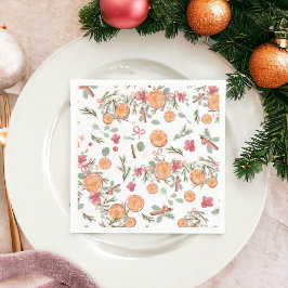 Guardanapo De Papel Vintage Citrus Botanic Christmas — Padrão laranja