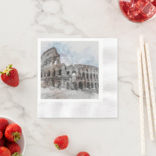 Guardanapo De Papel Vintage Colosseum Roma Itália Viagem Art - Elegant