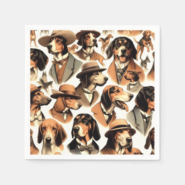 Guardanapo De Papel Vintage Coonhound Dog Seless (Frente)