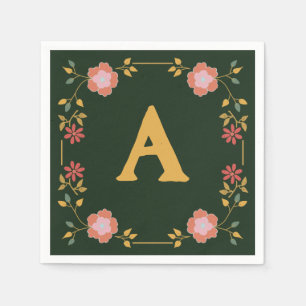 Guardanapo De Papel Vintage Cottage Tea Green Monograma
