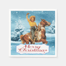 Guardanapo De Papel Vintage Cowgirl No Horse Winter Felice Christmas