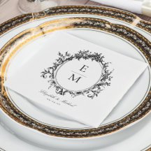 Vintage Crest Monograma Formal Casamento Botânico