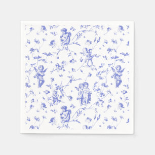 Guardanapo De Papel Vintage Cupid Angels Floral Blue Toile