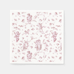 Guardanapo De Papel Vintage Cupid Angels Floral Rosa Branca