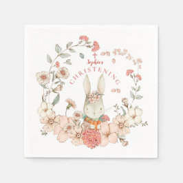 Guardanapo De Papel Vintage Cute Bunny Florals Girl Christening