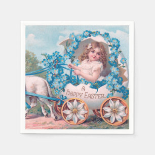 Guardanapo De Papel Vintage Cute Girl in Easter Egg Carruagem por Lamb
