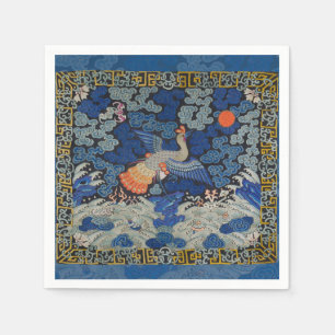 Guardanapo De Papel Vintage de bordado chinês azul-pássaro
