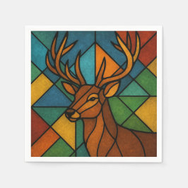 Guardanapo De Papel Vintage Deer Tiffany Style Stained Glass Design