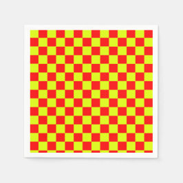 Guardanapo De Papel Vintage do quadro de verificação amarelo-neon e ve