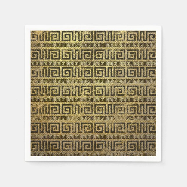 Guardanapo De Papel Vintage Dourado grego Meander Pattern (Frente)