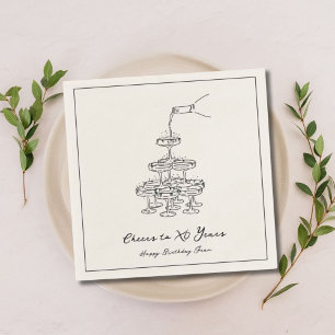 Guardanapo De Papel Vintage Elegant Champagne Sketch Birthday Napkins