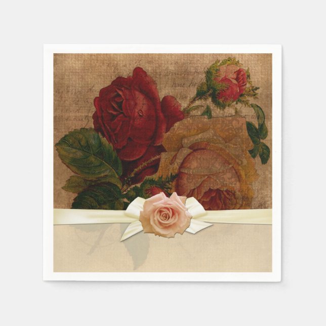 Guardanapo De Papel Vintage Elegant Rosa Napkins (Frente)