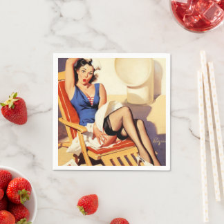 Guardanapo De Papel Vintage Elvgren Cruise Ship Retro Pin Up Girl