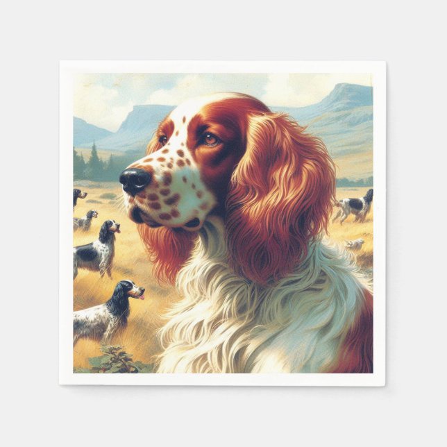 Guardanapo De Papel Vintage English Setter Oil Painting (Frente)