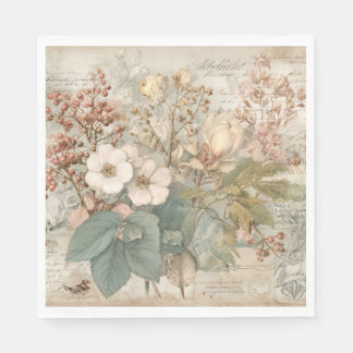 Guardanapo De Papel Vintage Ephemera Botanical Collage