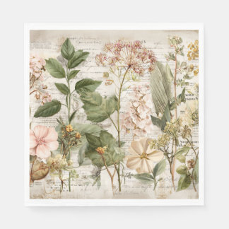 Guardanapo De Papel Vintage Ephemera Botanical Collage