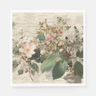 Guardanapo De Papel Vintage Ephemera Botanical Collage