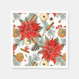 Guardanapo De Papel Vintage Felry Christmas Watercolor Red Poinsettia