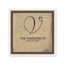 Vintage Fleur de Lis - Letra de Amor Napkins