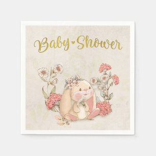 Guardanapo De Papel Vintage Floppy Bunny Floral Antiguamente Branco
