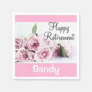 Guardanapo De Papel Vintage Floral Happy Retirement Roxo Rosas Rosa