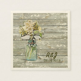 Guardanapo De Papel vintage, flores ocidentais mason jar barn casament