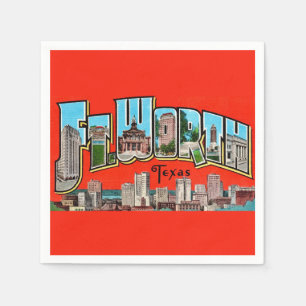 Guardanapo De Papel Vintage Fort Wort TX Cartão-postal Napkins