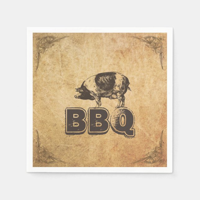 Guardanapo De Papel Vintage Framed Pig Roast (Frente)