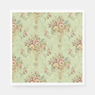 Guardanapo De Papel Vintage French Sage Green Toile Victorian Floral