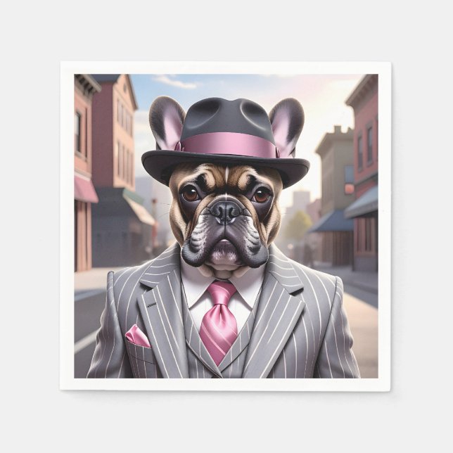 Guardanapo De Papel Vintage Gangster French Buldog (Frente)