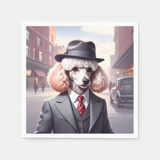 Guardanapo De Papel Vintage Gangster Poodle (Frente)