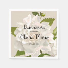 Guardanapo De Papel Vintage Gardenia Botânica Quinceañera Floral