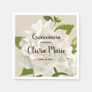 Guardanapo De Papel Vintage Gardenia Botânica Quinceñera Floral