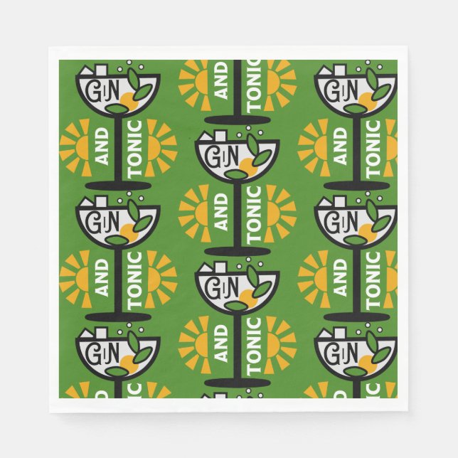 Guardanapo De Papel Vintage Gin E Tonic Art (Frente)