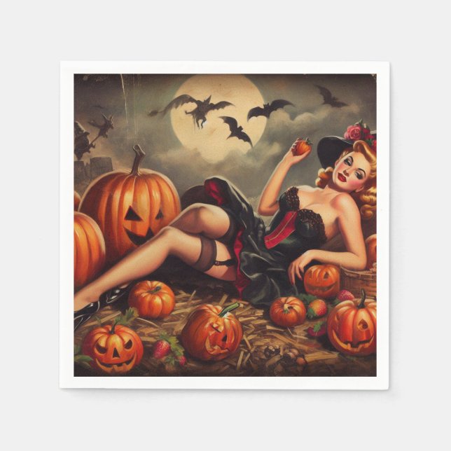 Guardanapo De Papel Vintage Halloween Pin Up (Frente)