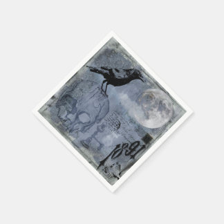 Guardanapo De Papel Vintage Halloween Skull e Crow Decoupage