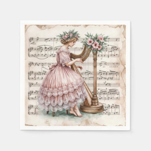 Guardanapo De Papel Vintage Harpist On Sheet Music