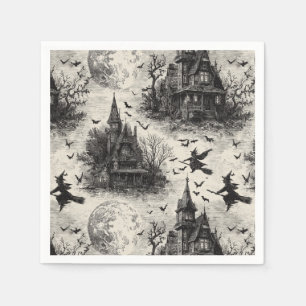 Guardanapo De Papel Vintage Haunted House and Witch Toile Standard
