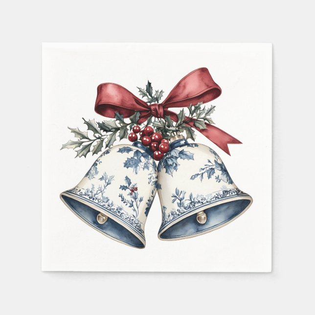 Guardanapo De Papel Vintage Holiday Bells Napkins (Frente)