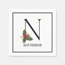 Guardanapo De Papel Vintage Holiday Monograma - Letra N Papel Napkin