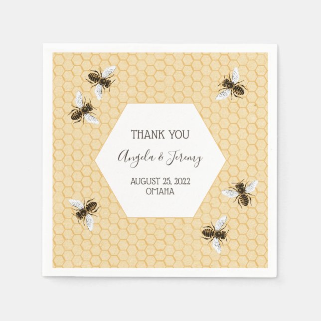 Guardanapo De Papel Vintage Honeybee Wedding (Frente)
