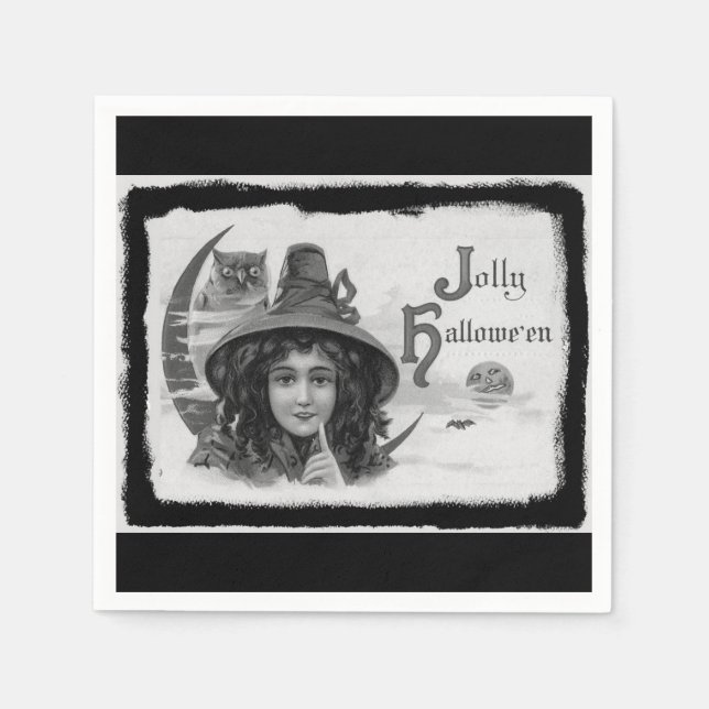 Guardanapo De Papel Vintage Jolly Halloween Witch (Frente)