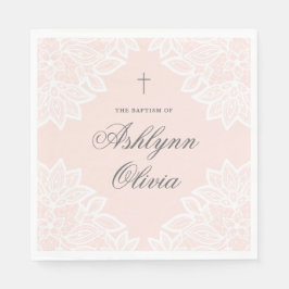 Guardanapo De Papel Vintage Lace Pink Christening Baptism