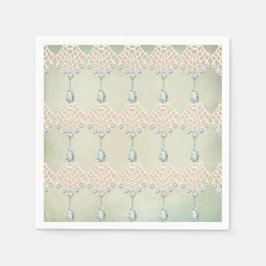 Guardanapo De Papel Vintage lace teal pendel joia vitoriana elegante