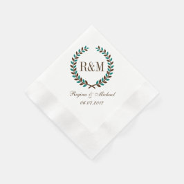 Guardanapo De Papel Vintage Laurel Wreath Wedch Monograma Napkin