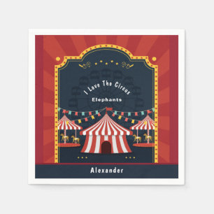 Guardanapo De Papel Vintage Love Circus Carnival Vermelho Azul